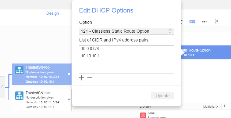 VSD - Advertizing routes through DHCP Option 121