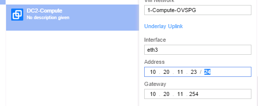 Configuration of ESXi Uplink Interface